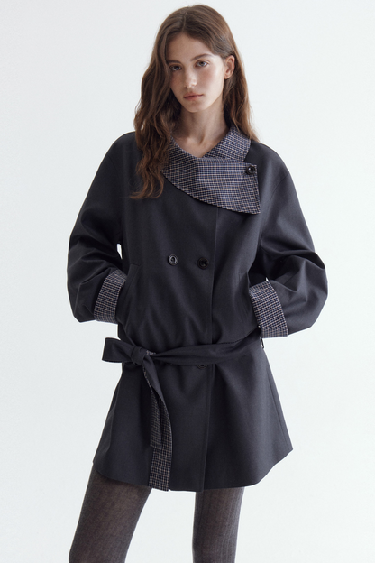 French Contrast Patchwork Coat