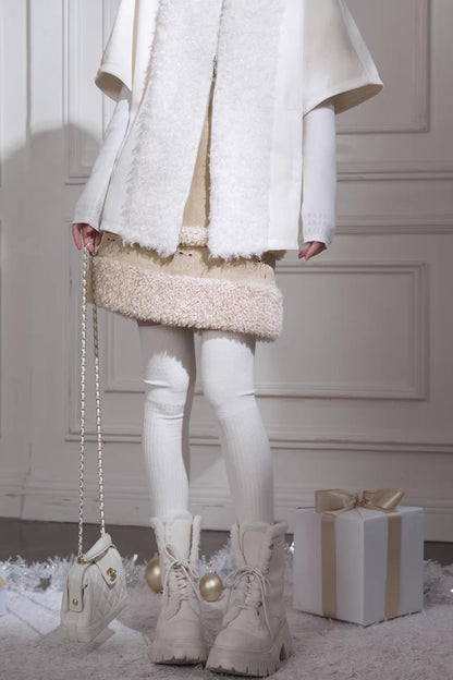 Khaki Suede A-Line Skirt