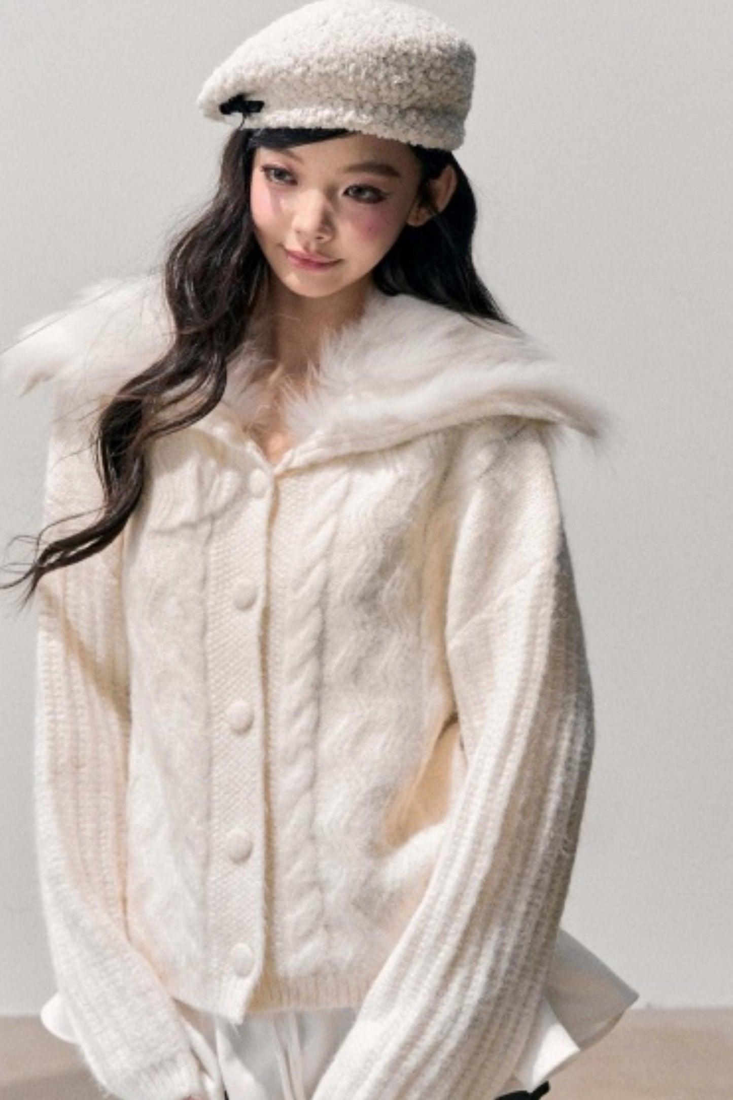 Fox Fur Knit Cardigan