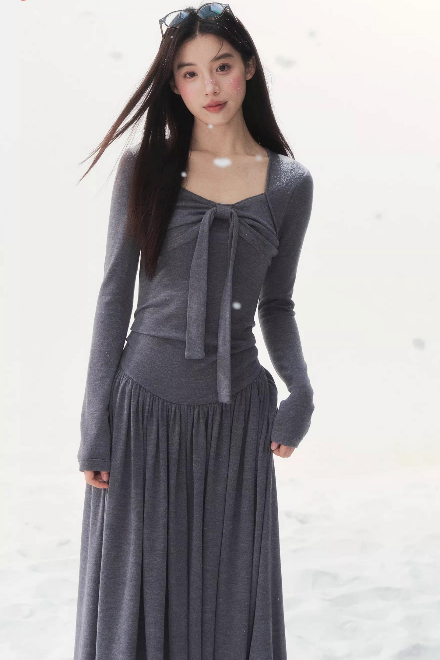 Gray Knitted Vintage Dress