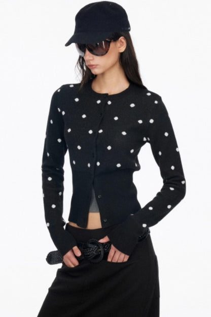 Vintage Polka Dot Base Knit Cardigan