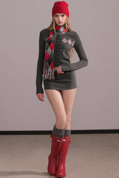 Slim-Fit Quilted Knit Sweater Set