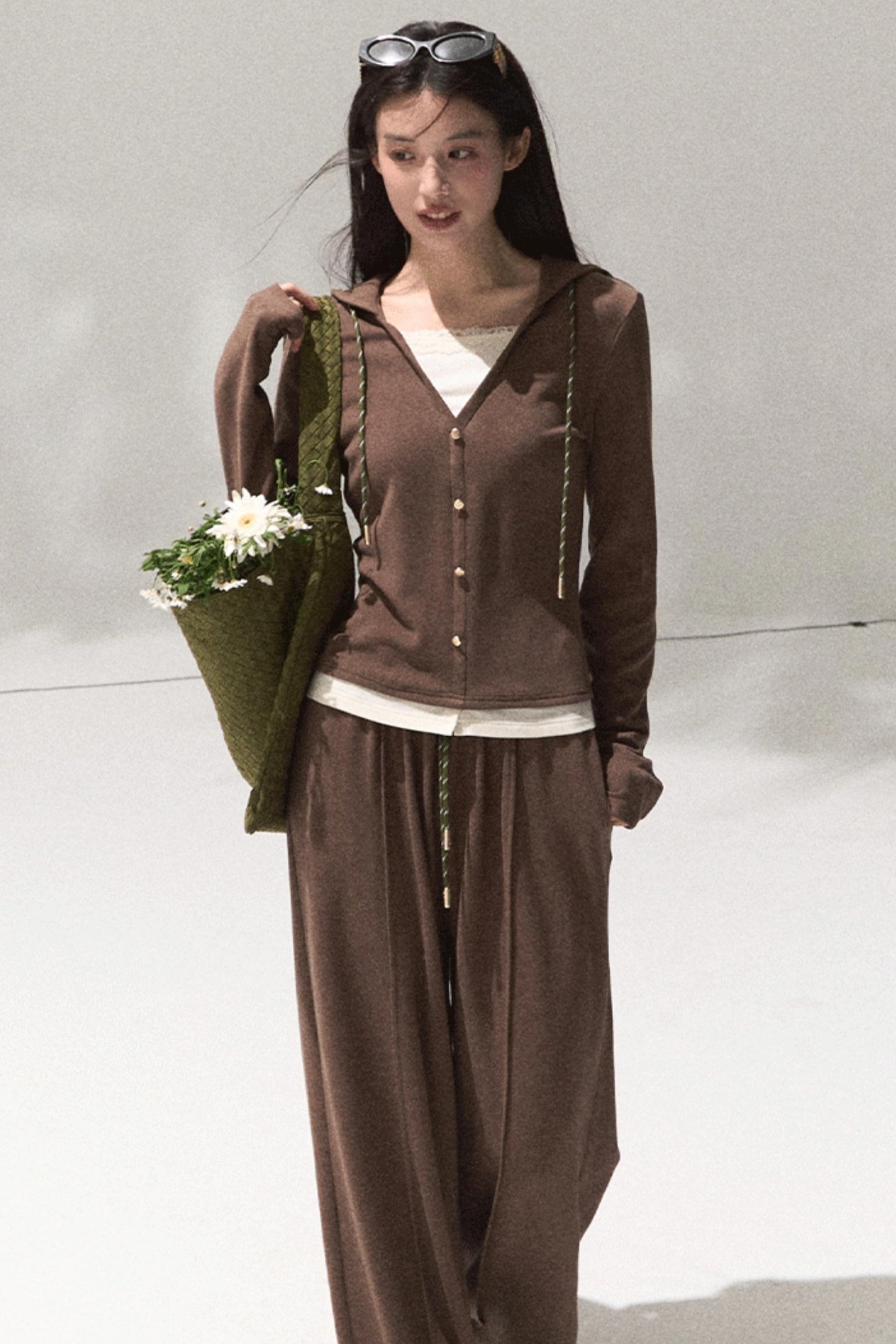 Tears Knit Top & Wide-Leg Pants Set-Up