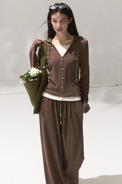 Tears Knit Top & Wide-Leg Pants Set-Up