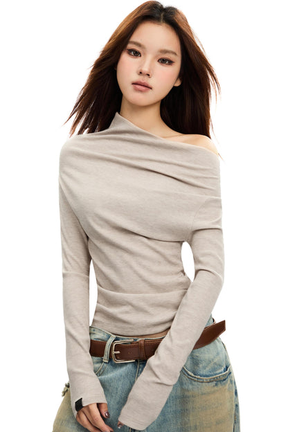 IRREGULAR TRIM LONG SLEEVE TOP