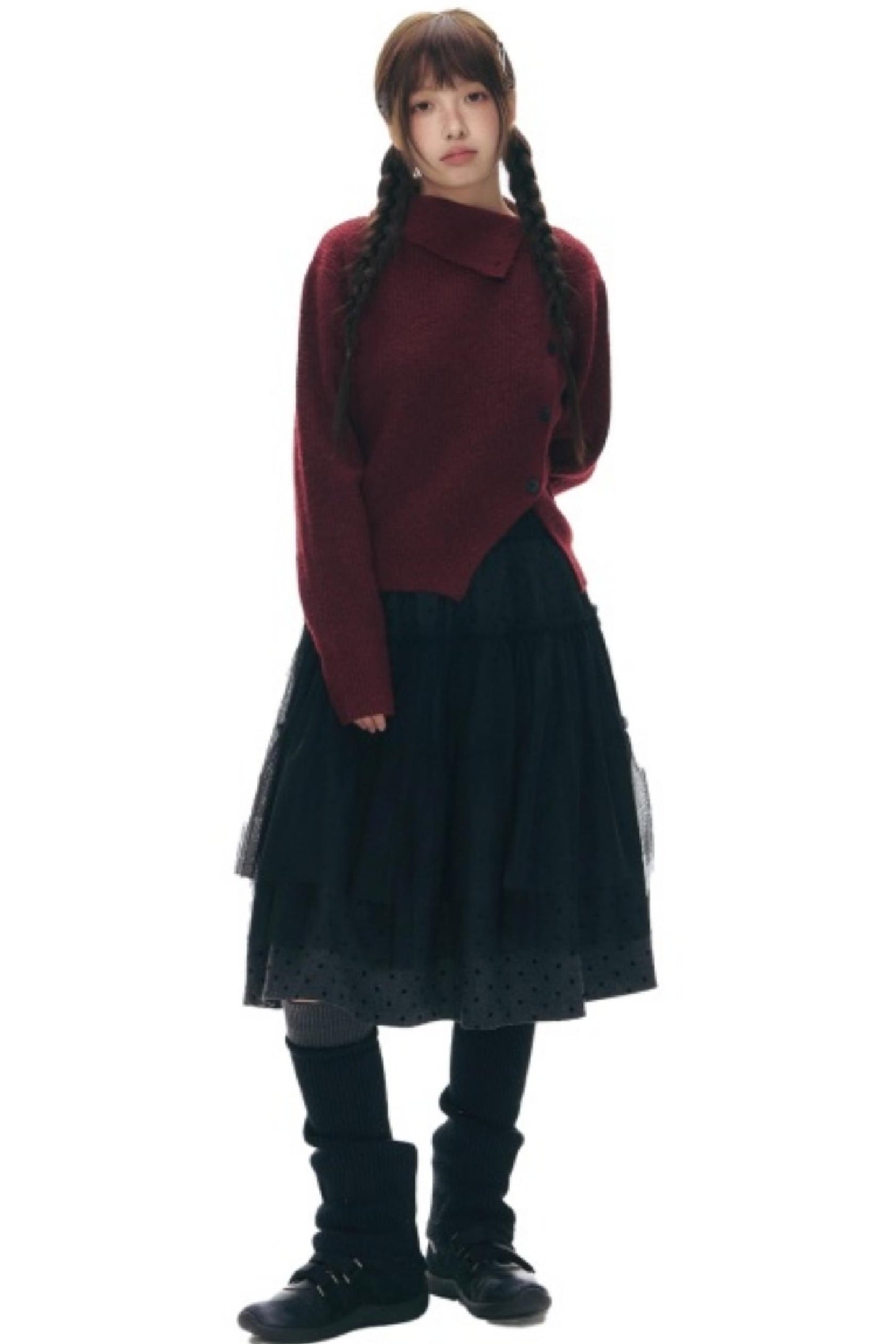 Asymmetrical Vintage Red Sweater