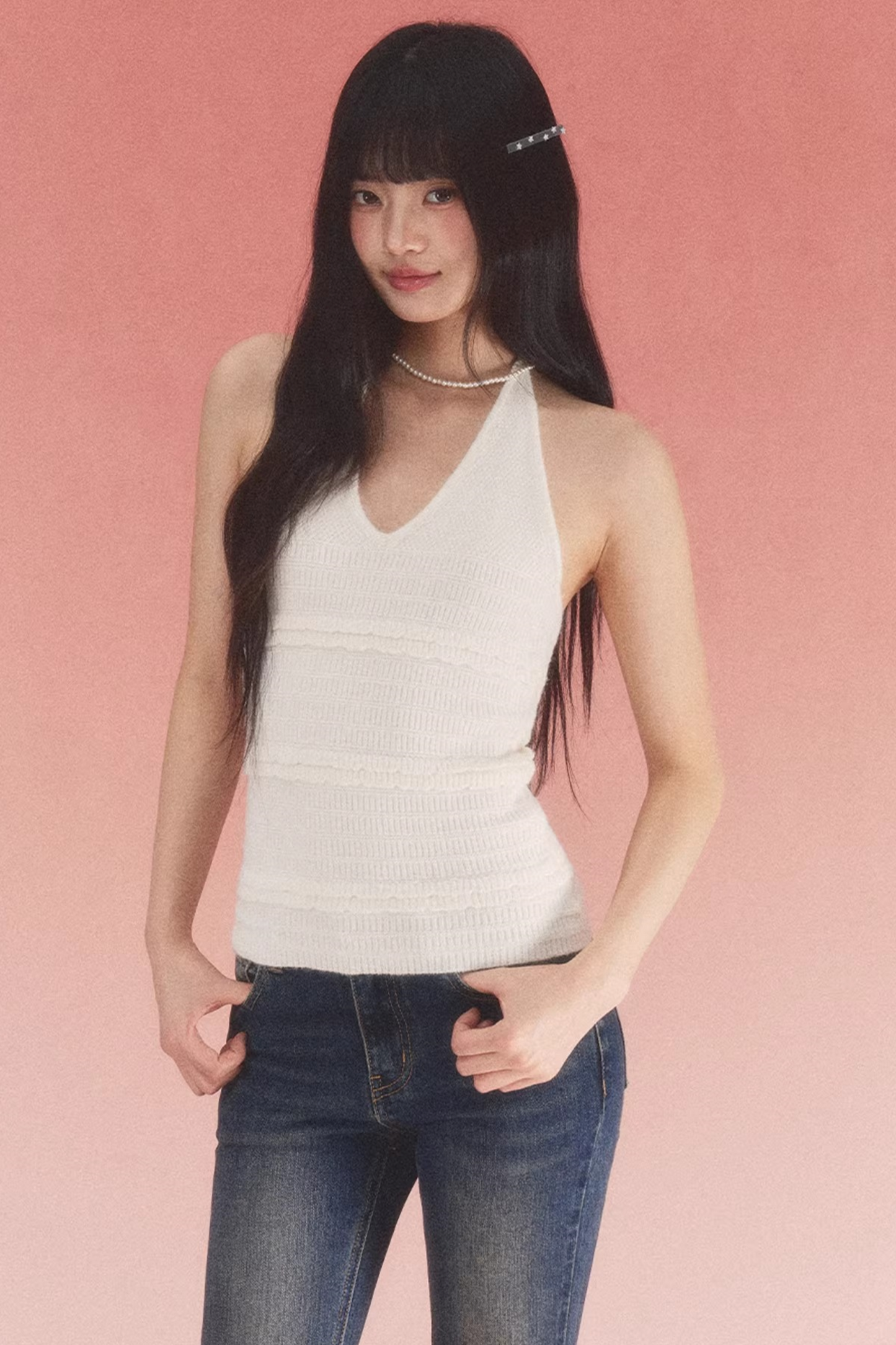 Textured Backless Knit Top