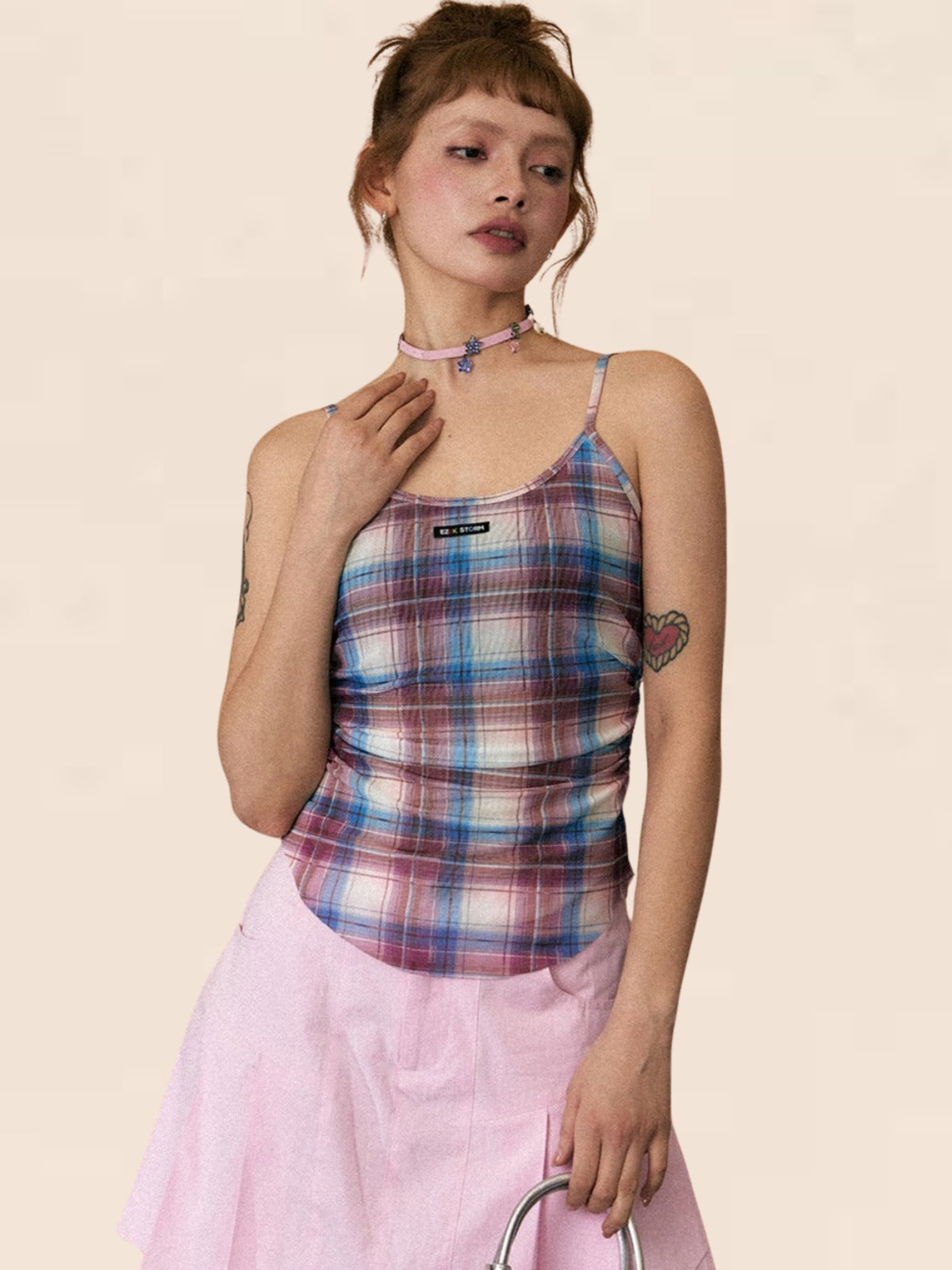 Retro Check Camisole Crop Top