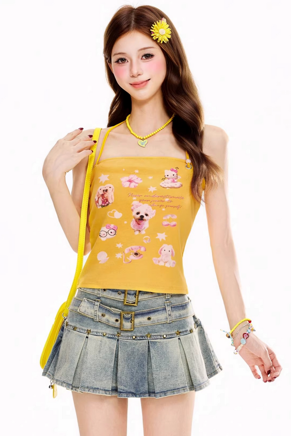 Top halter con letras Dopamine