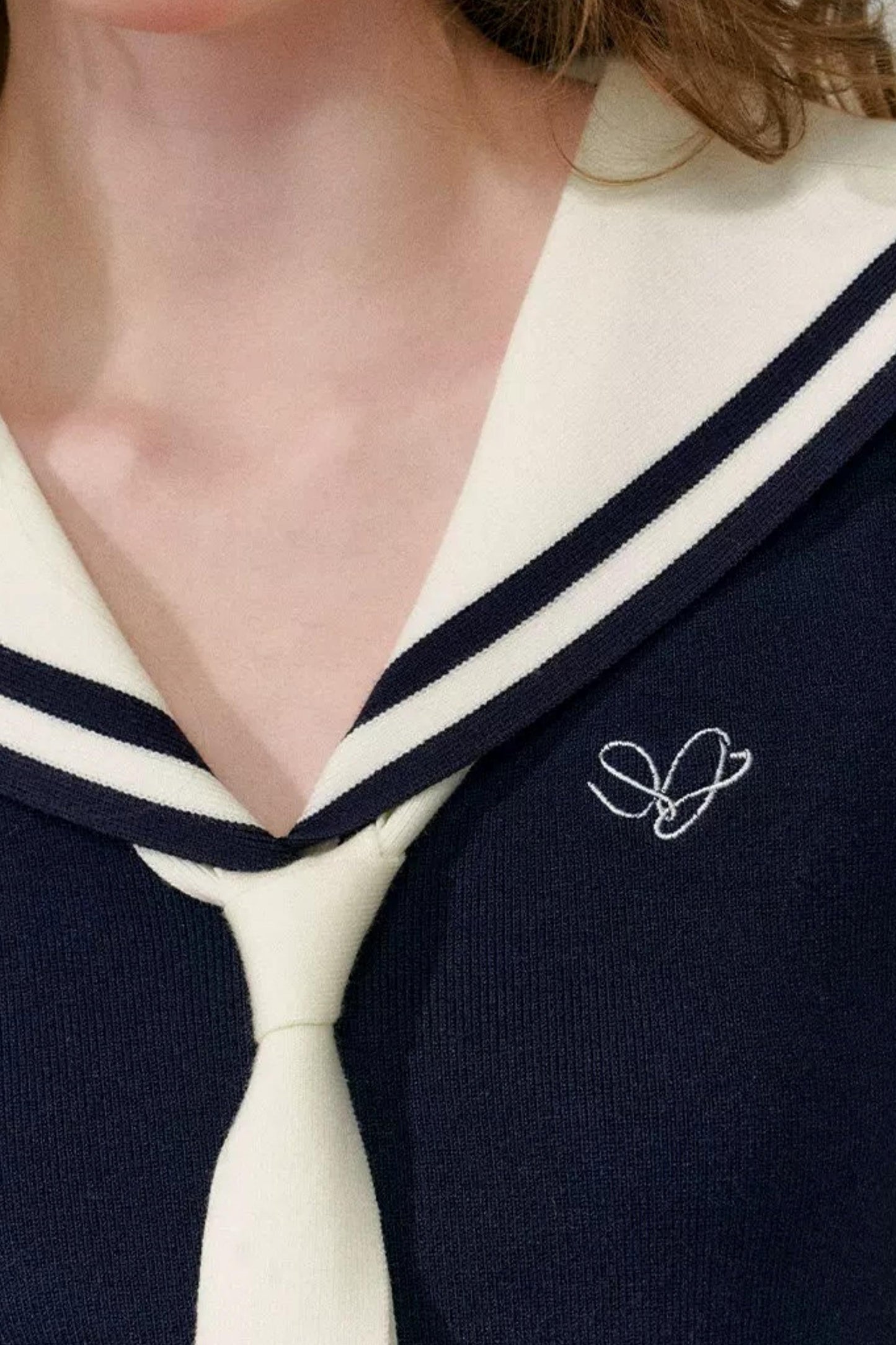 Navy Sailor Collar Knitted Dress