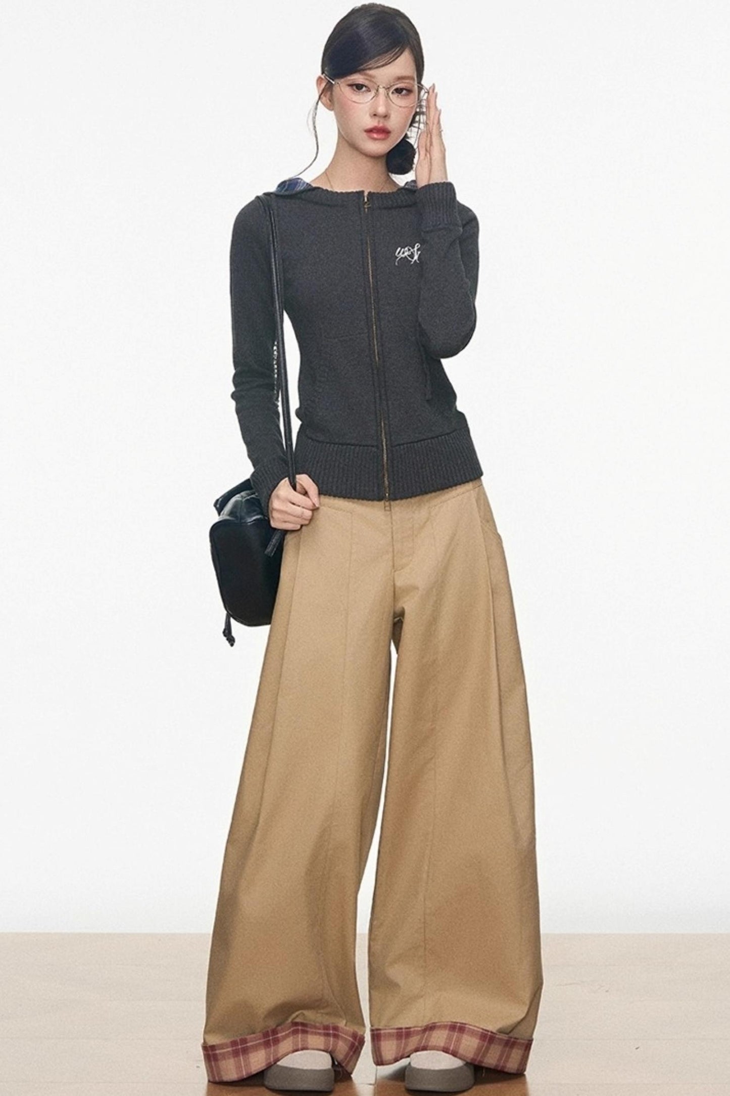 Zipper Sweater With Trousers Set-Up