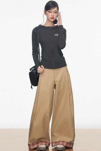 Zipper Sweater With Trousers Set-Up