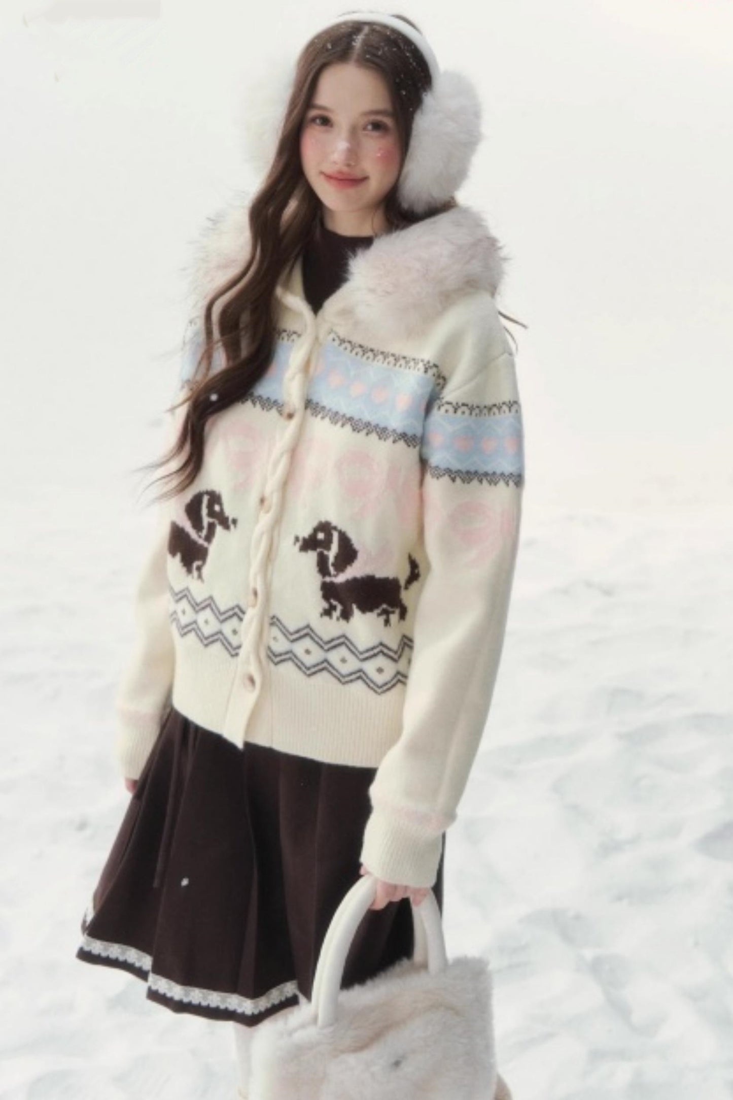 Retro Fair Isle Dachshund Sweater Jacket