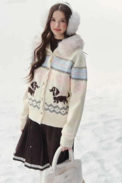 Retro Fair Isle Dachshund Sweater Jacket