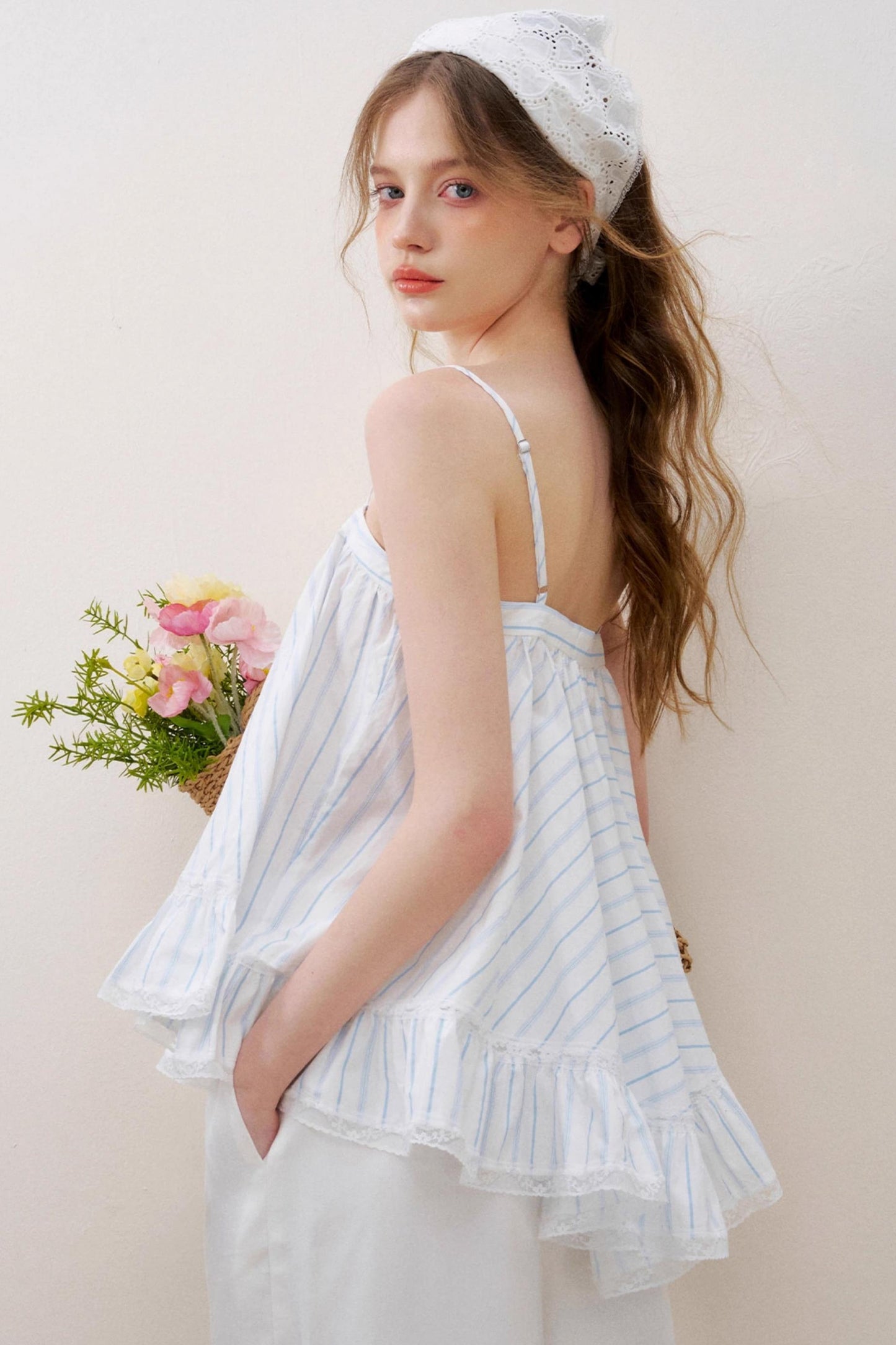 Lace-Trimmed Striped Cami