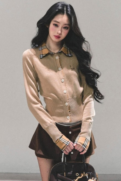 Fake Two Korean Long-Sleeve Knit Top