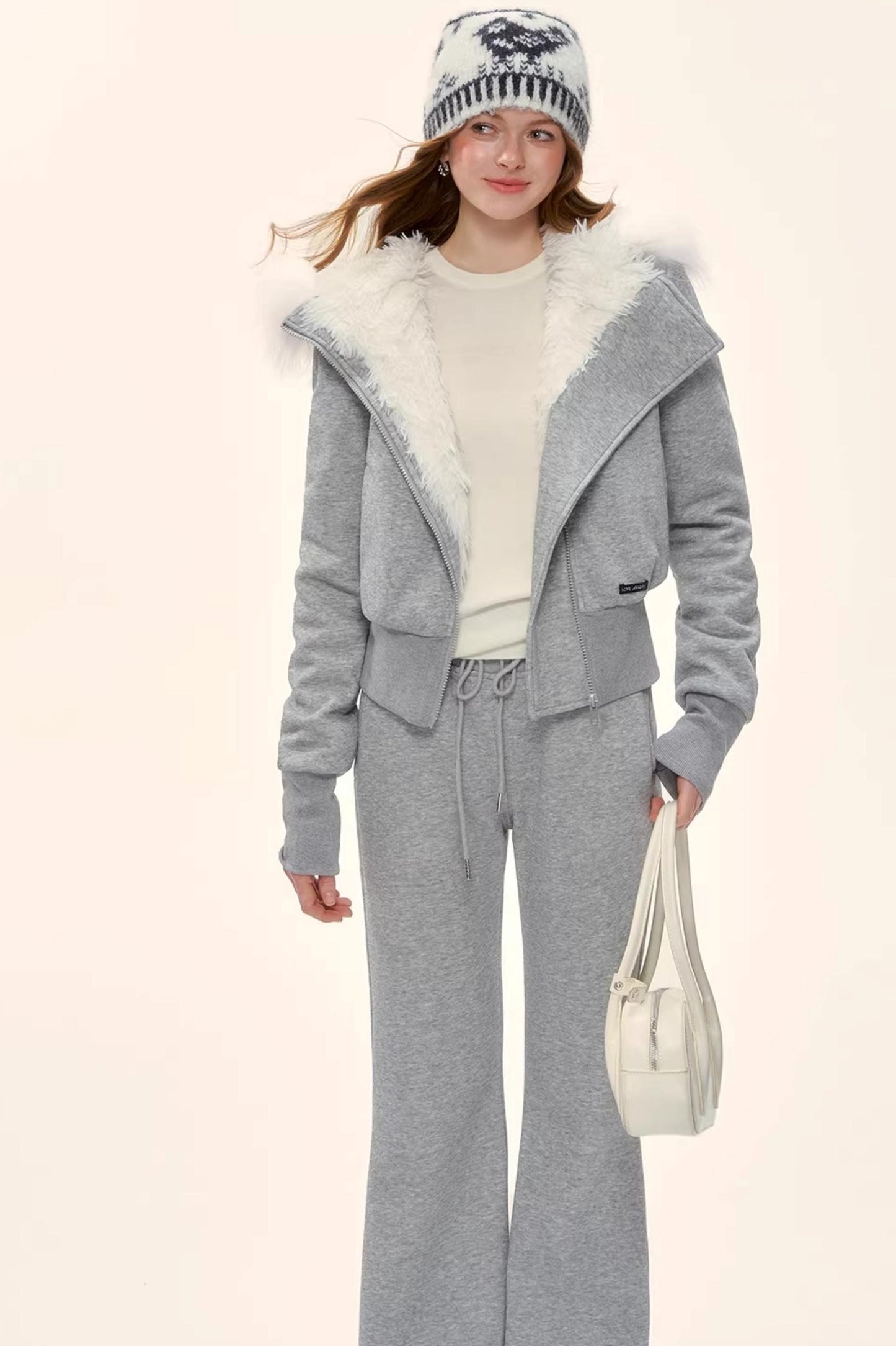 Retro Fleece-Lined Hooded Jacket Set-Up