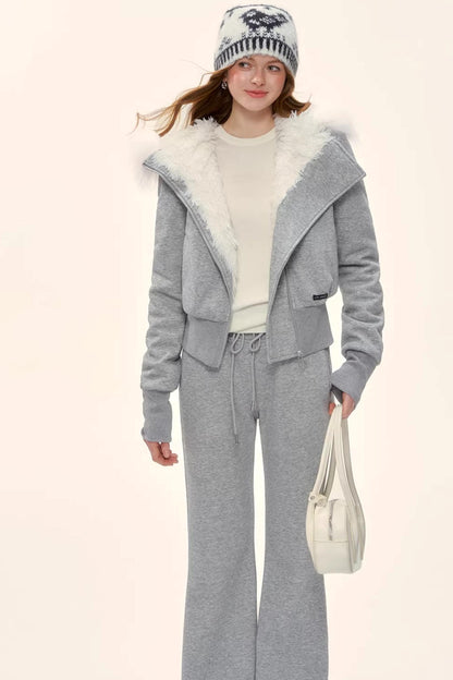 Retro Fleece-Lined Hooded Jacket Set-Up