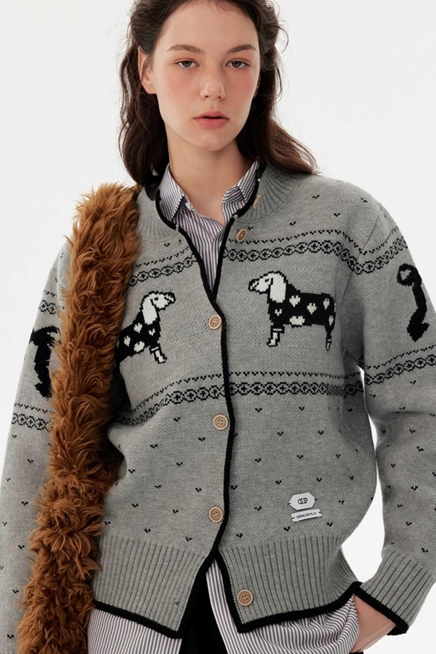 Nordic Retro Puppy Jacquard Knit Sweater