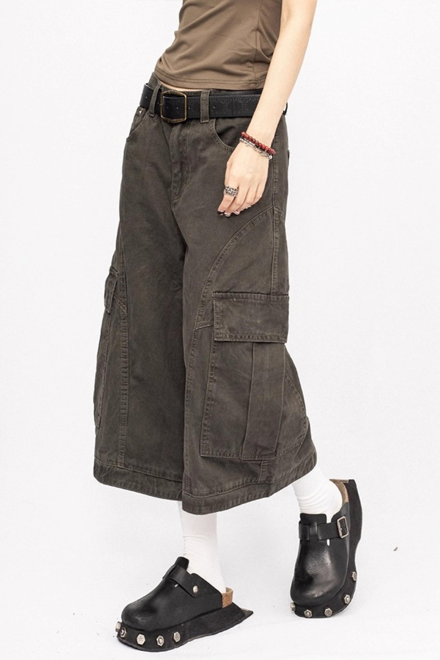 American Vintage Cargo Denim Cropped Pants