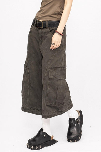 American Vintage Cargo Denim Cropped Pants
