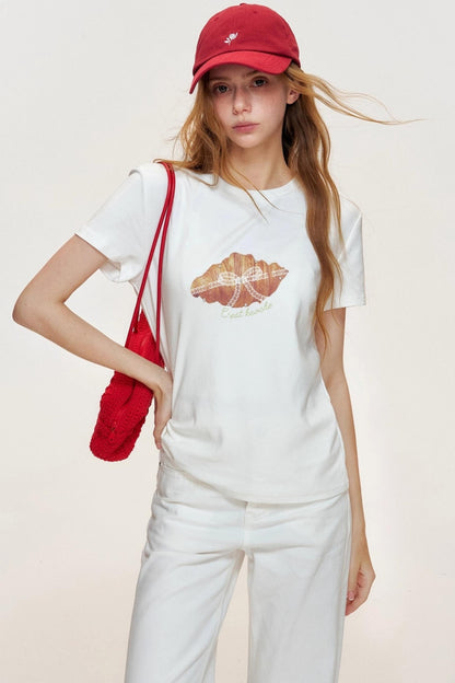 Croissant Lace Short Sleeve T-Shirt