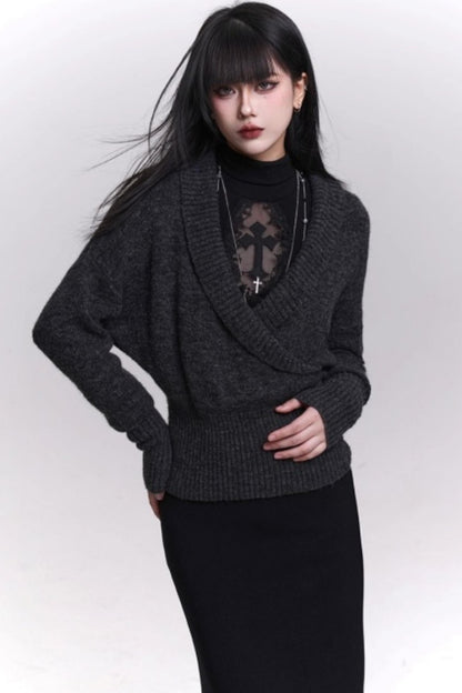 Autumn Black Knit Sweater