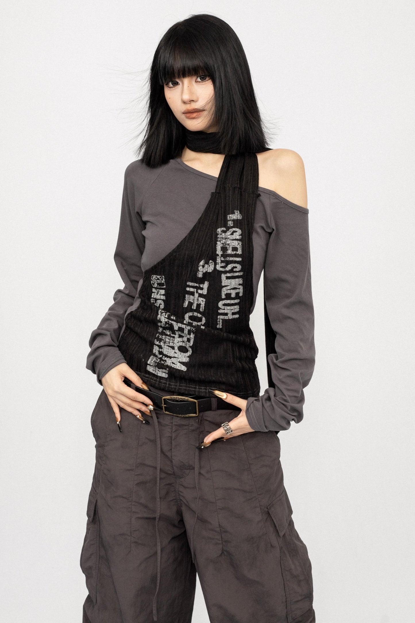 Niche Design Off-Shoulder Coffee Top