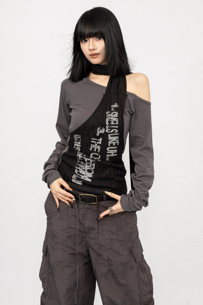 Niche Design Off-Shoulder Coffee Top