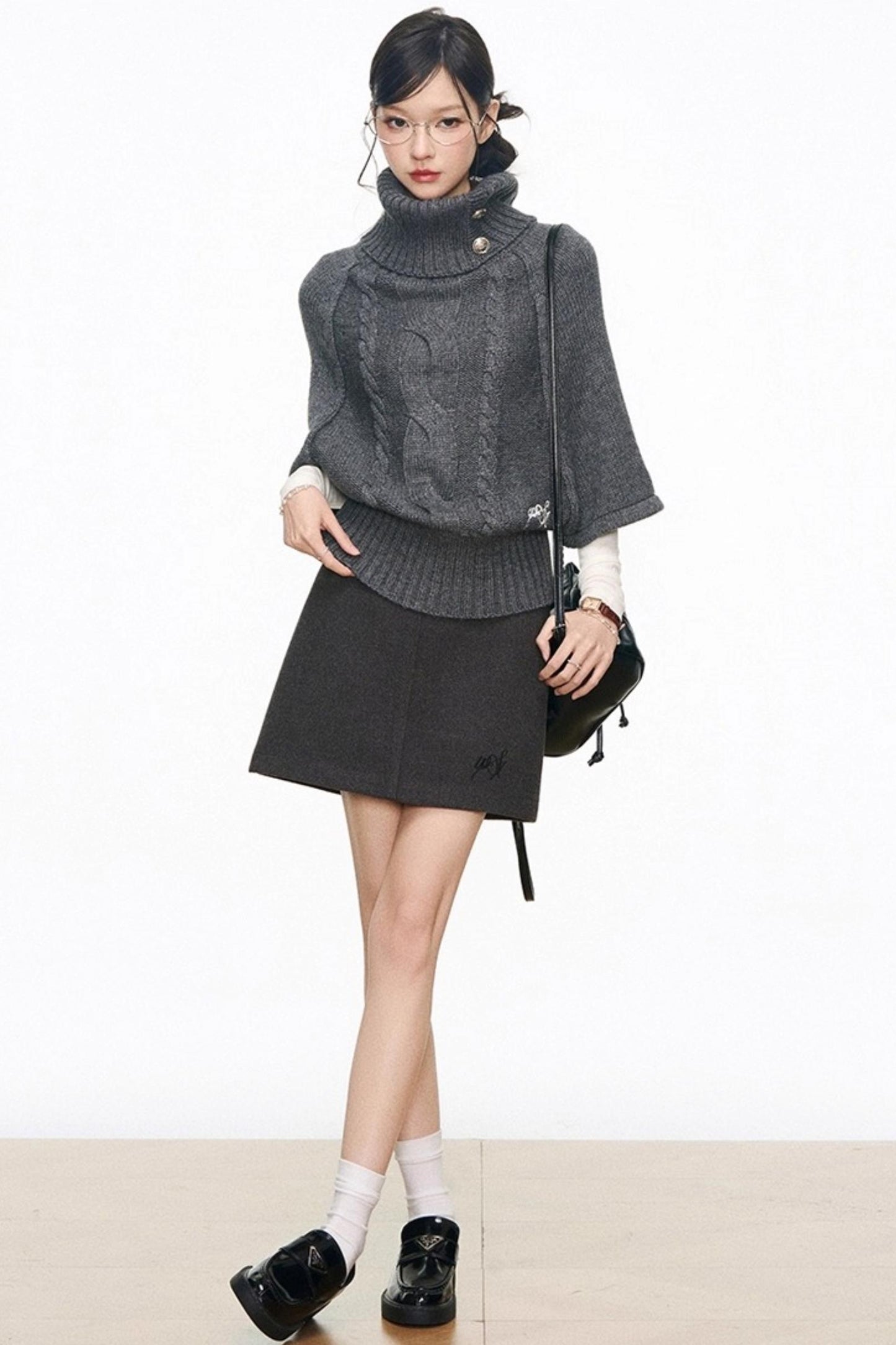 Silver Button Knitwear Dress Set-Up