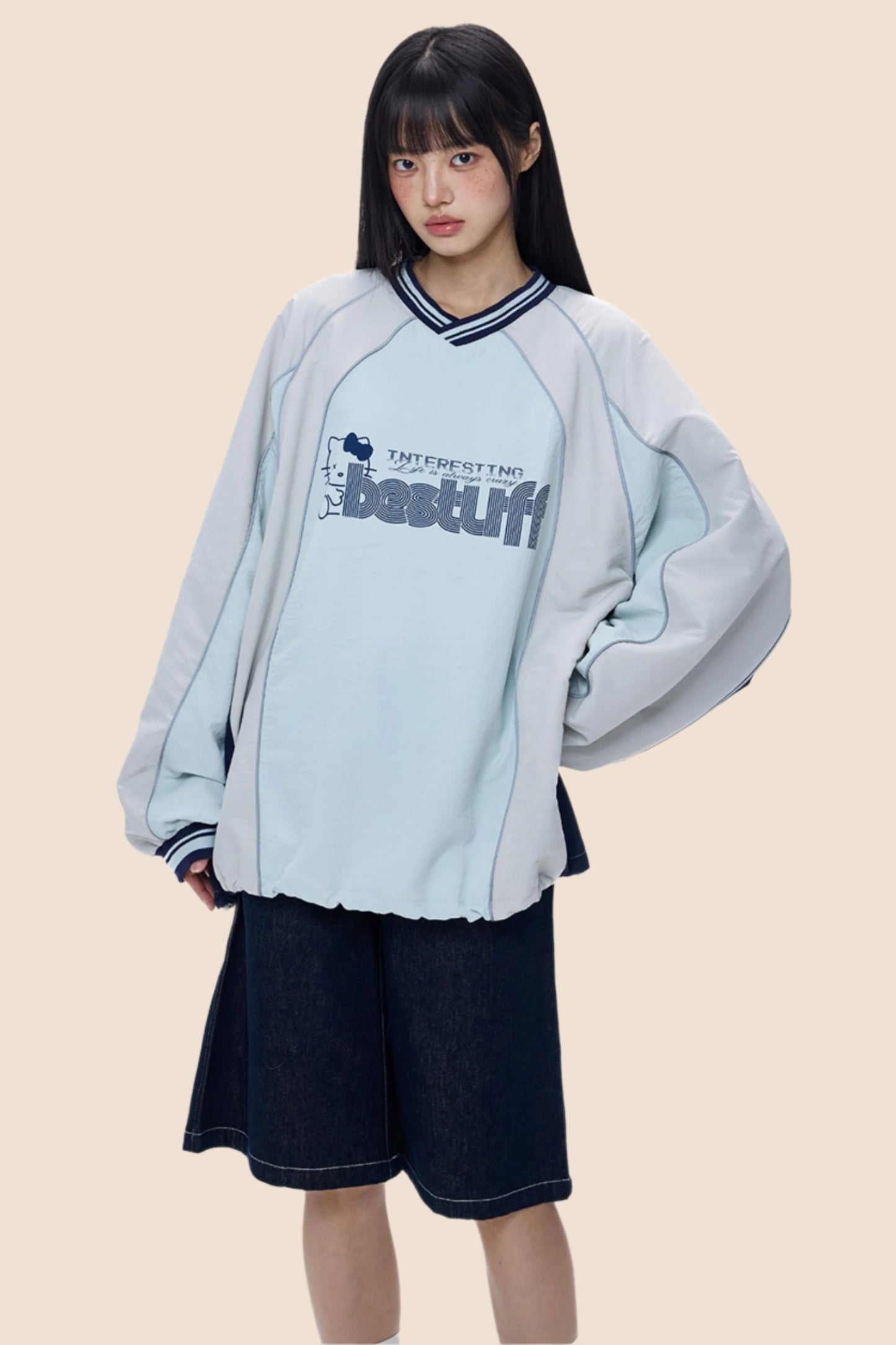 Monogram V-Neck Jersey Sweatshirt