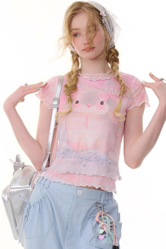 Summer Plaid Mesh Tee