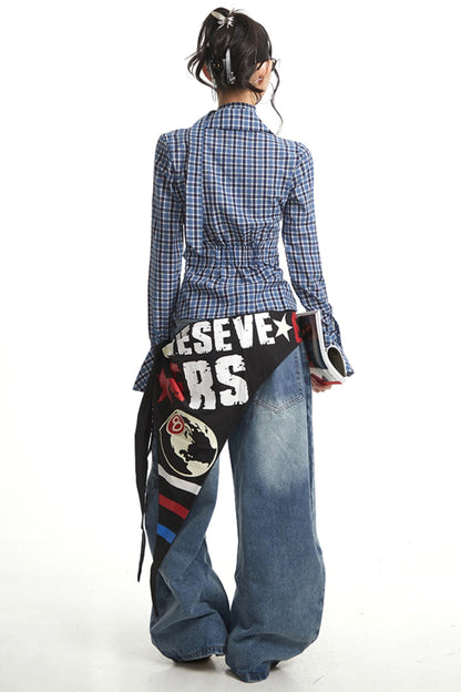 Light Blue Wide-Leg Denim Pants