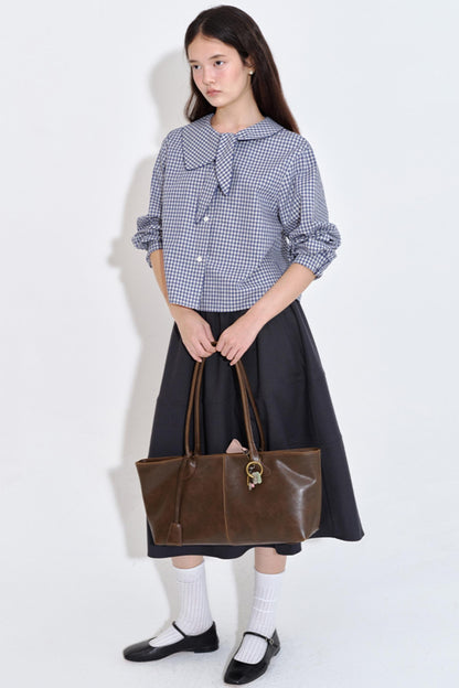 Rabbit Ear Collar Cropped Shirt