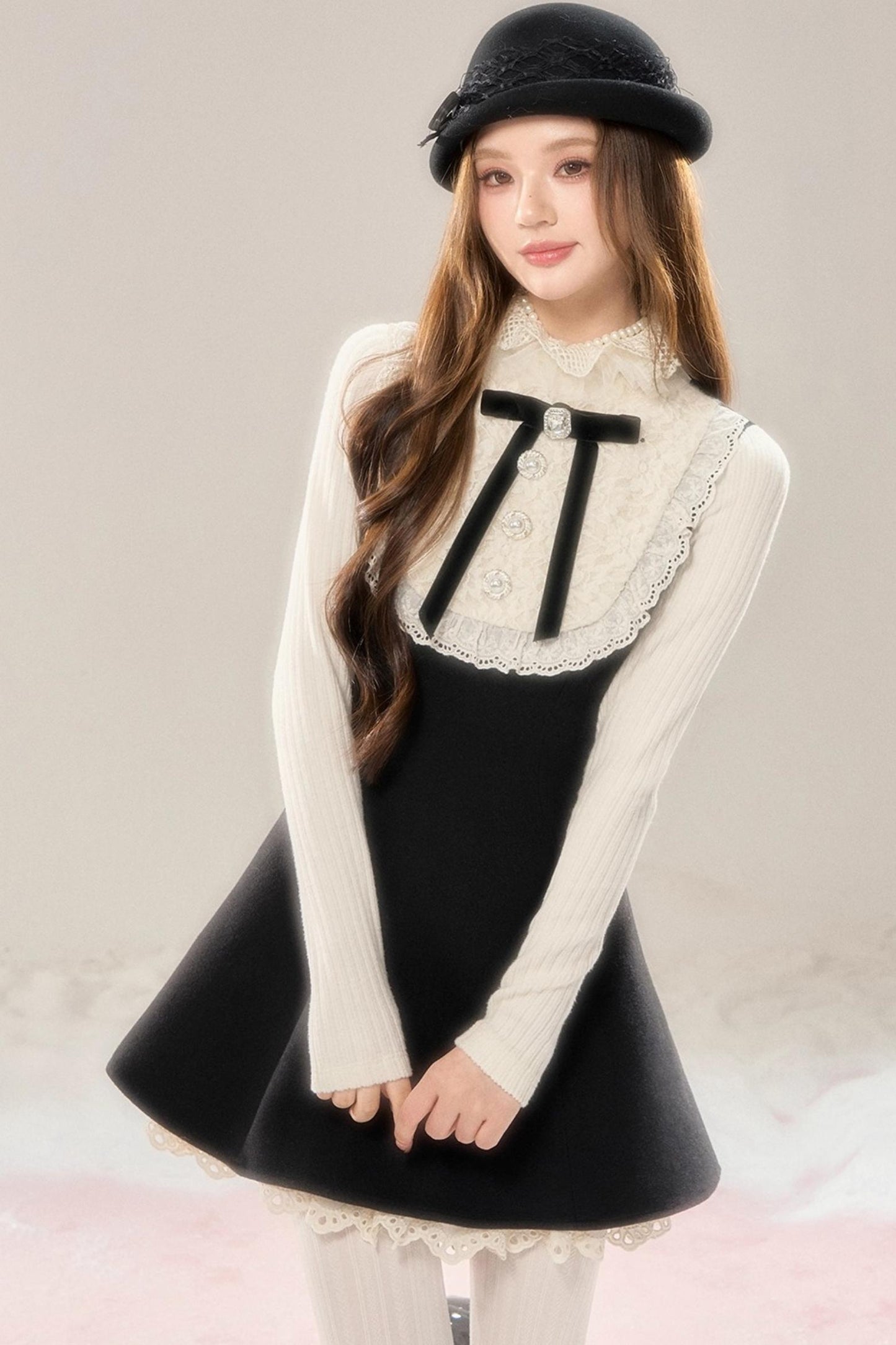 Elegant Woolen Lace Dress