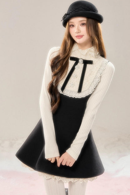 Elegant Woolen Lace Dress