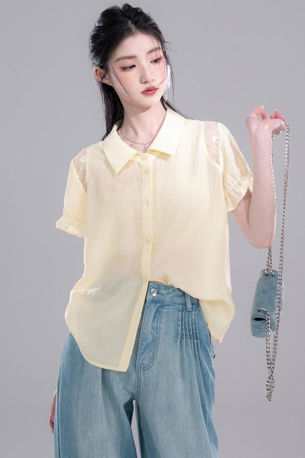 Lace Yellow Tee