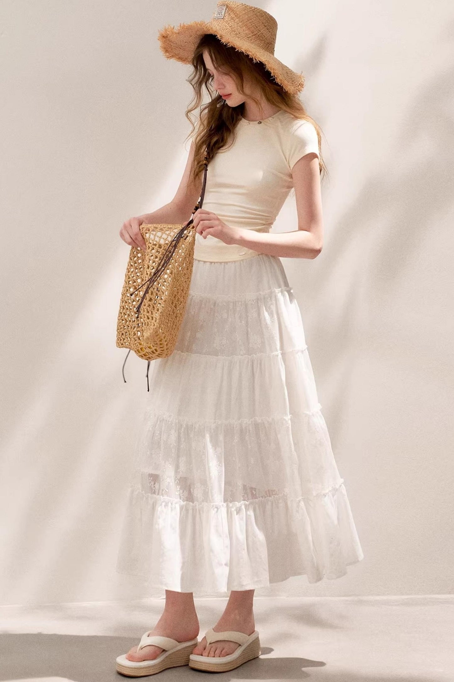 Pure White Lace Halter Skirt