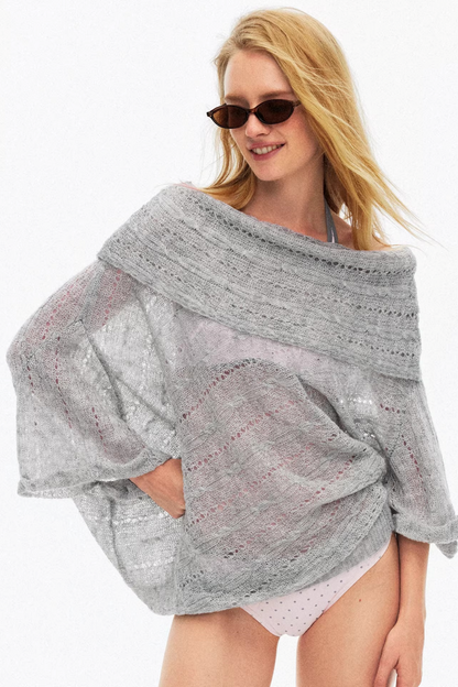 One-Shoulder Hollow Knit Sweater