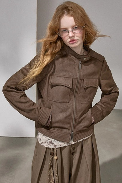 Suede Tailored Short Jacket