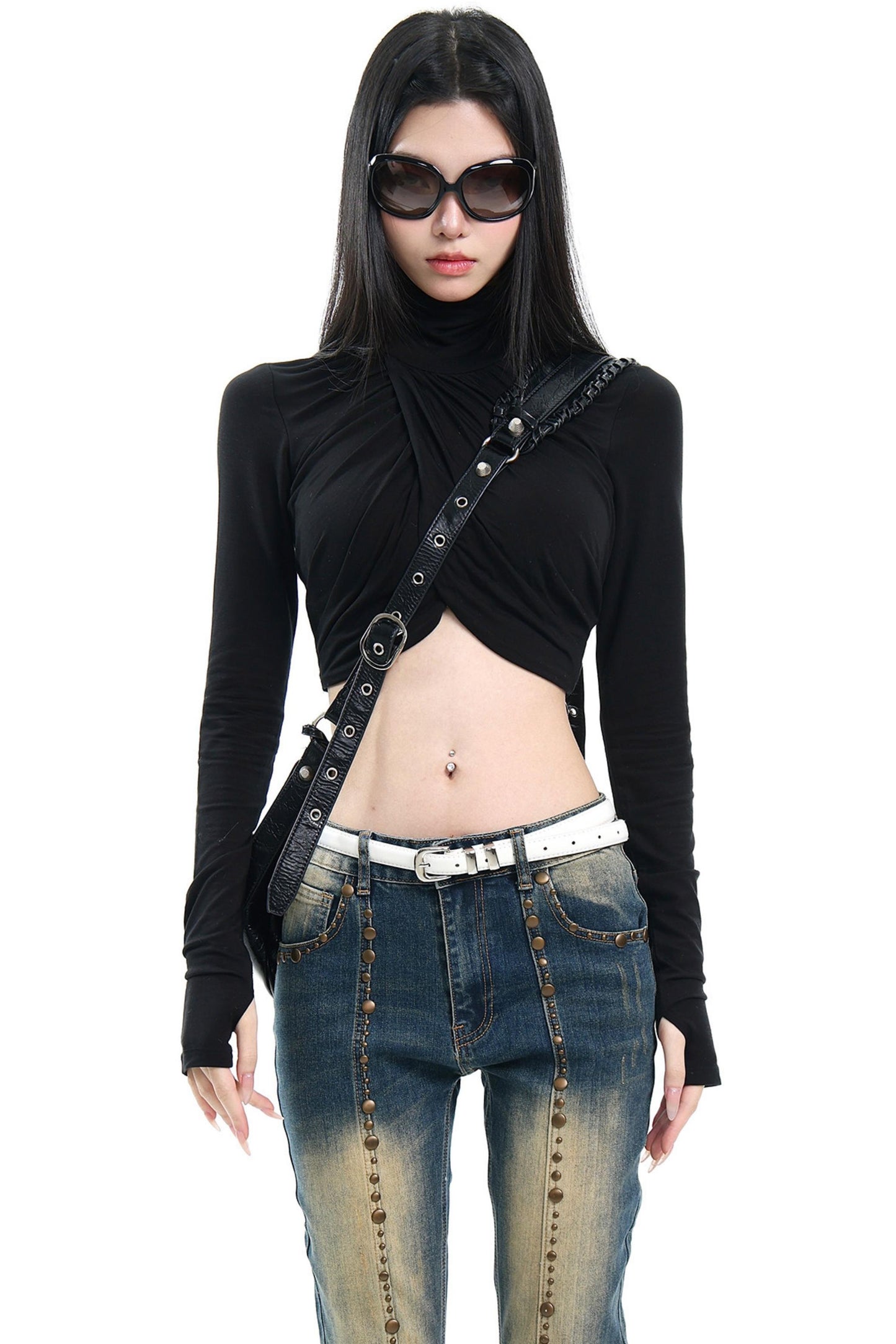 Sexy Black Pleated Top