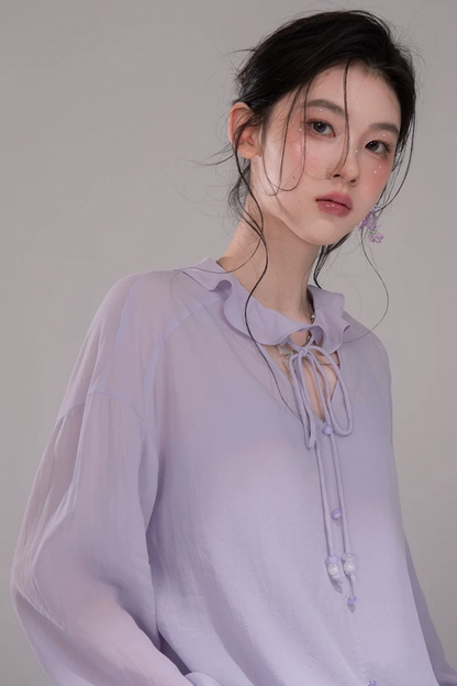 Conjunto de blusa púrpura oscuro de acetato