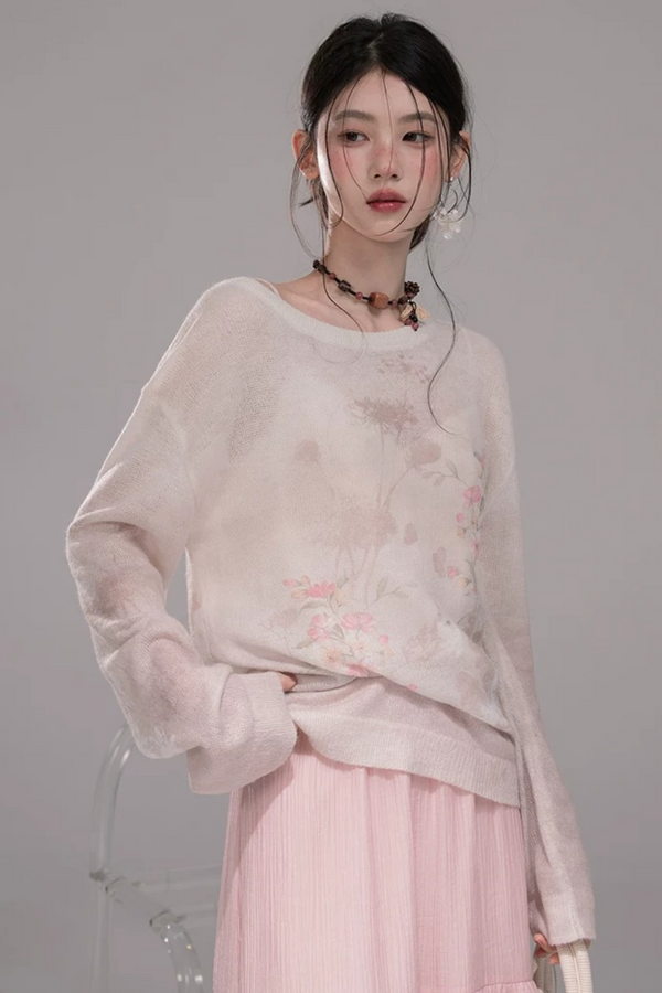 Blusa de Punto Degradado Caqui Rosa