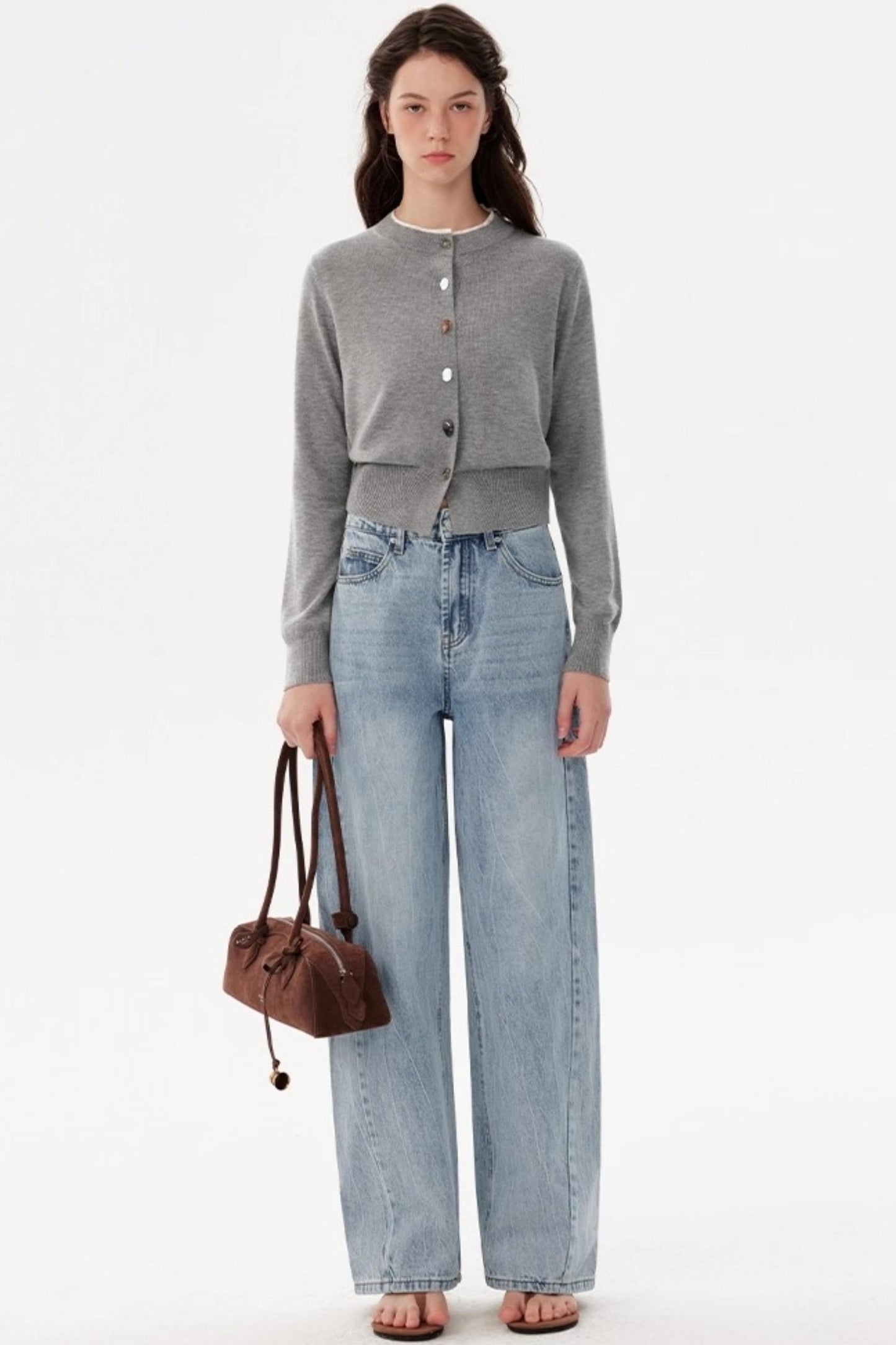 Washed Slimming Straight Leg Jeans