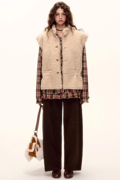 Wool Plaid Frayed Shirt