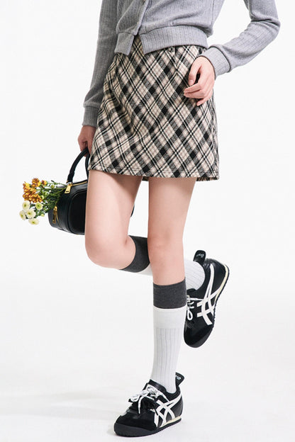 Vintage Diamond Check A-Line Skirt