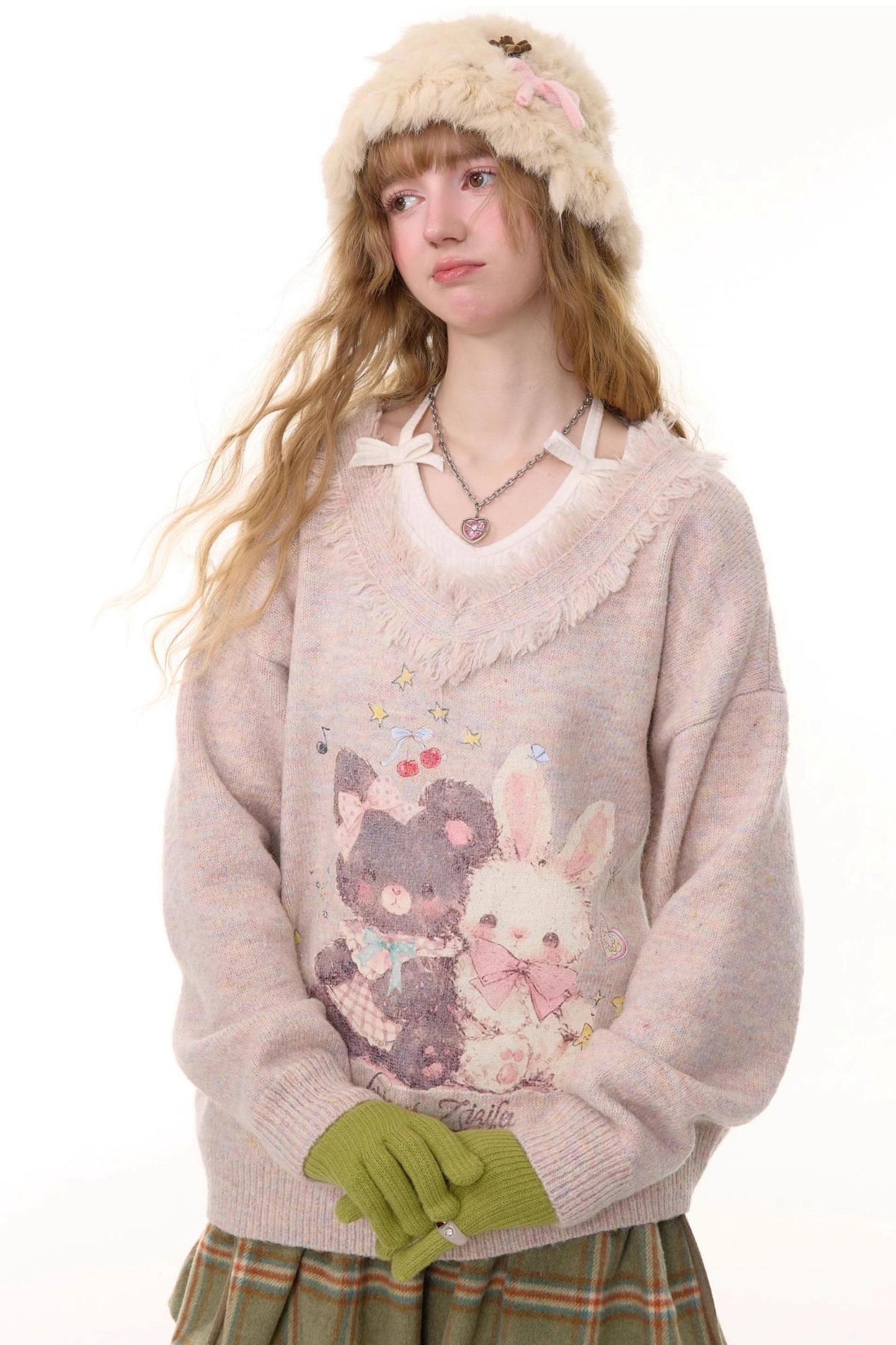 Autumn Apricot V-Neck Sweater