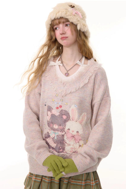 Autumn Apricot V-Neck Sweater