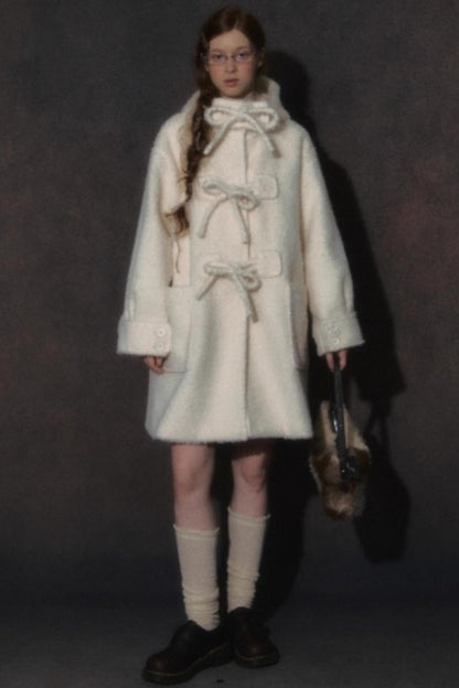 College Hooded Thick Woolen Jacket