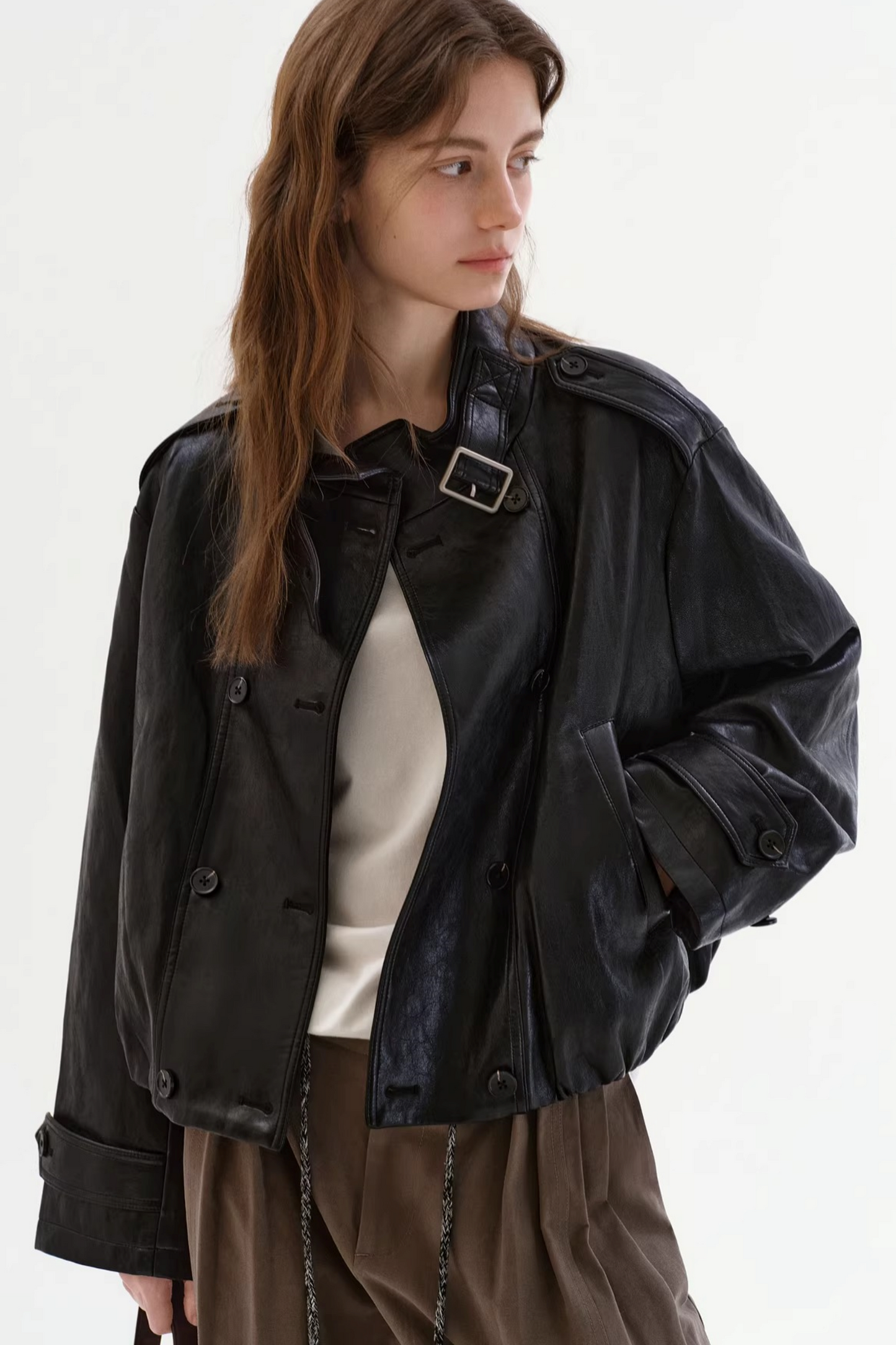 Schwarze matte Lederjacke
